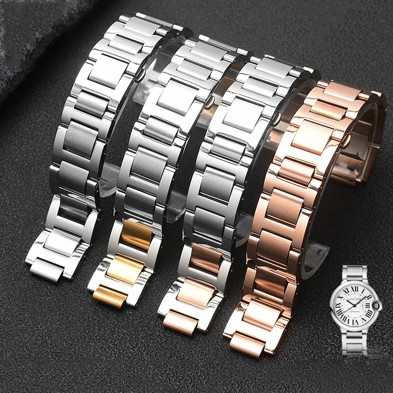 

Watch strap accessories forCartier blue balloon steel belt men's and women's stainless steel watch with metal notch Bracelet