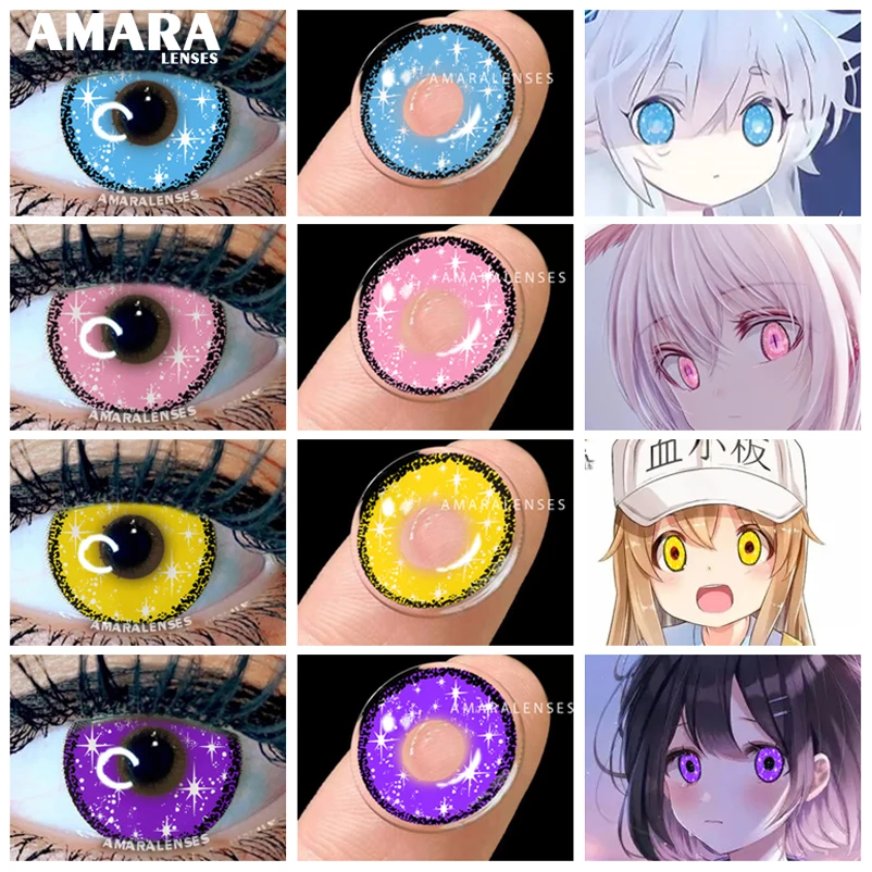 AMARA Official Color Contact Lenses For Eyes Vika Series Anime Cosplay Colored Lenses Blue Red Lens Beauty Pupils Yearly Us