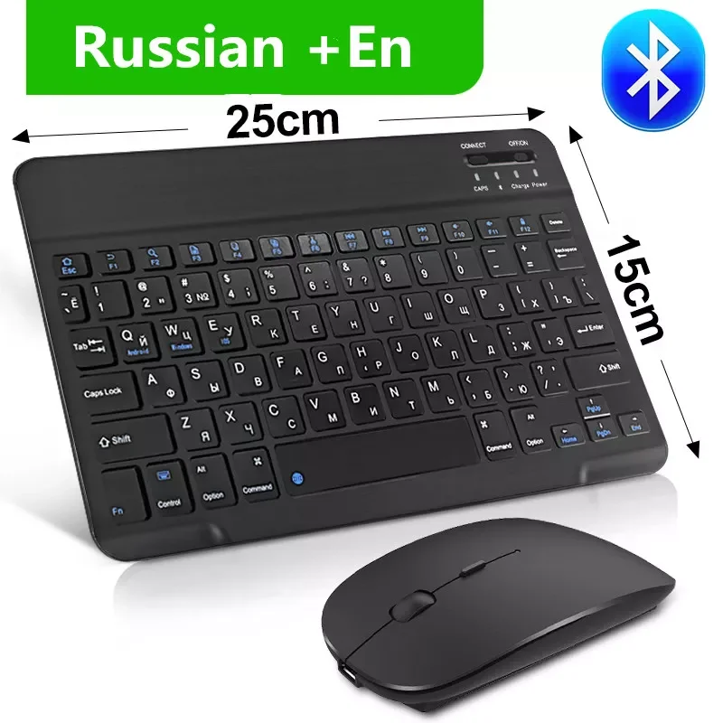

Mini Wireless Keyboard Bluetooth Keyboard And Mouse Keycaps Russian Bluetooth Keyboard Rechargeable For ipad Phone Tablet Laptop