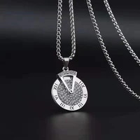 necklace mens trendy mens personality 2021 good luck comes rotatable disc triangle hour hand pendant hip hop sweater chain