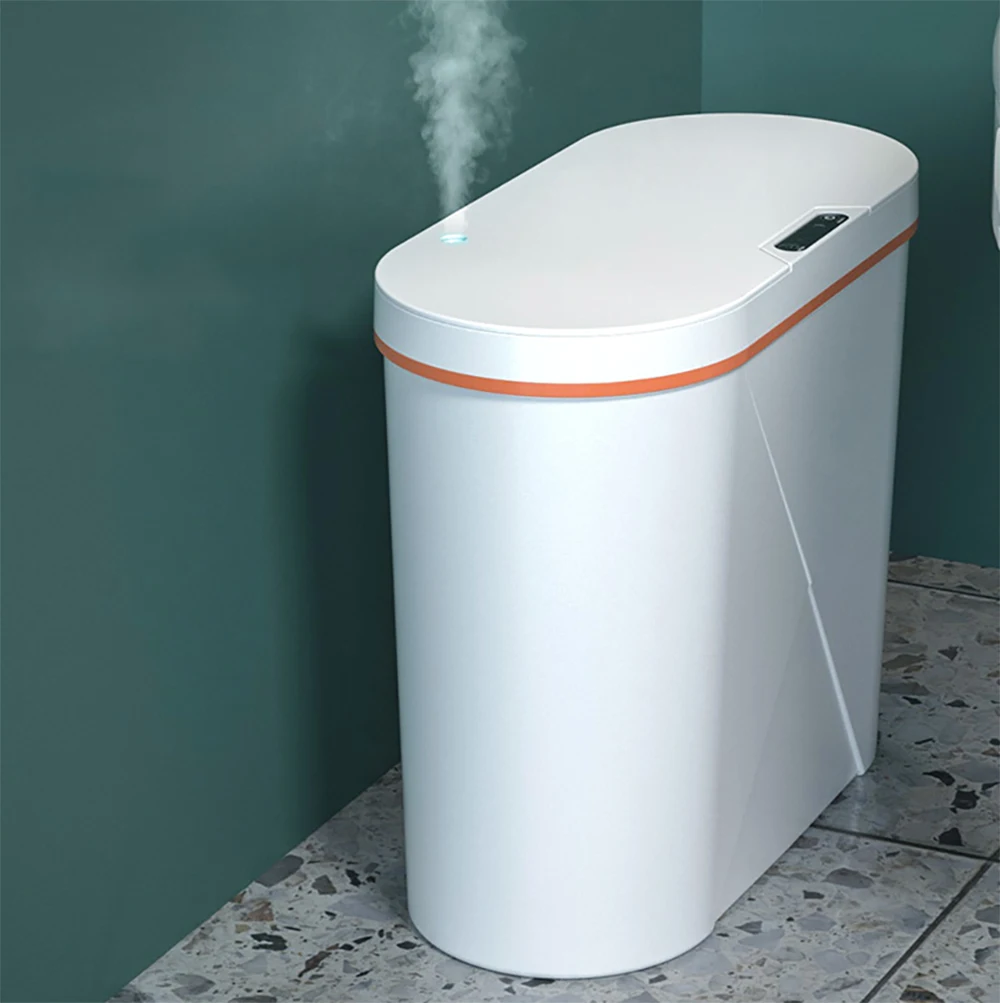 HPDEAR Smart Trash Can Bathroom Wastebasket Essential Oil Diffuser Motion Sensor Automatic Garbage Bin Narrow Spaces Dustbin