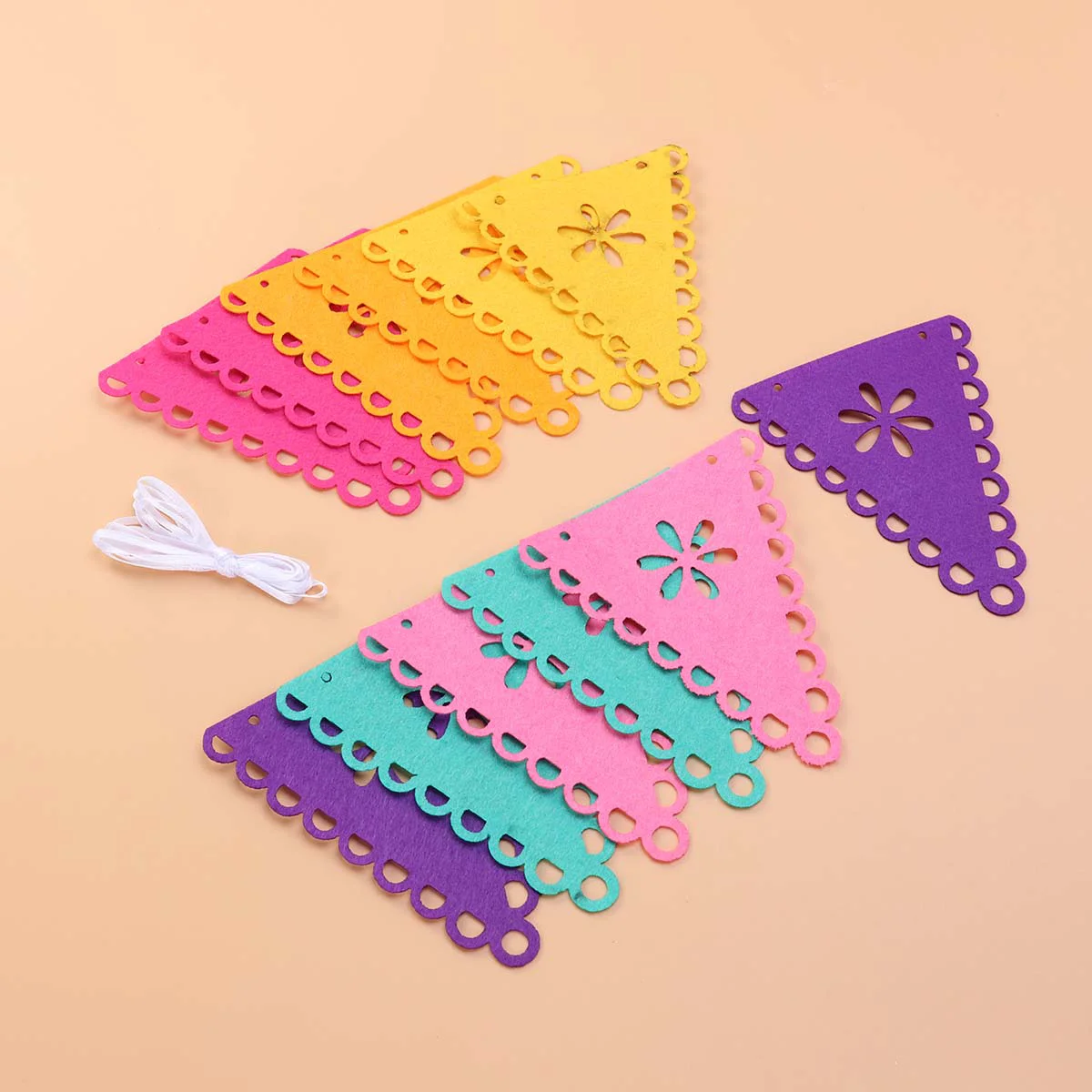

1pc Banner Triangle Colorful Pinata Theme Party Beautiful Streamer Felt Banner Mexican Banner for Festival Pinata