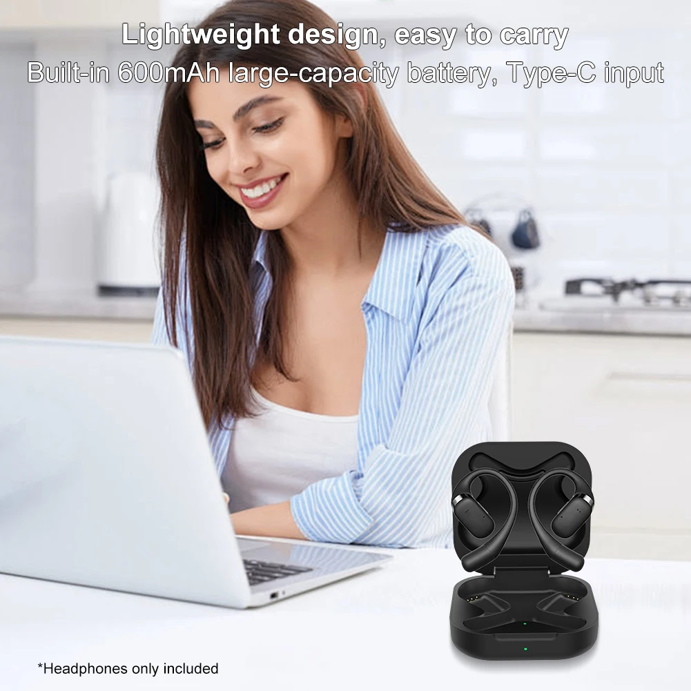Фото Сменный зарядный блок для Shokz OpenFit T910, беспроводной чехол для зарядного устройства для наушников с открытым ухом Bluetooth, 600 мАч, подставка для зарядки аккумулятора №4