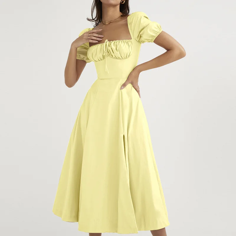 Летнее французское длинное платье женское сексуальное пляжное с открытой спиной