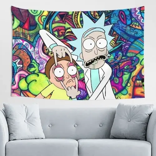

Funny Anime Tapestry for Bedroom Trippy Wall Hanging Comic Tapestries Home Decoration Livingroom Home Decor 60x40inch
