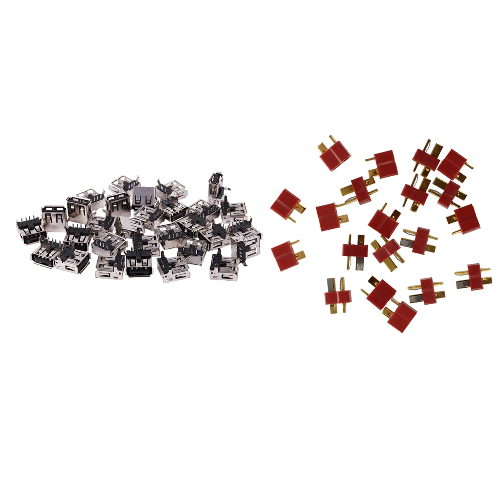 

10 пар, штепсельная вилка Deans с защитой от внешнего света и 30 шт., 15 мм, разъем USB 2,0 типа A, 4-контактный разъем DIP 90 градусов