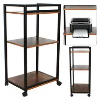 Black 3 Tier Printer Storage Rack for Office, Stand Bookcase Shelf With Wheel