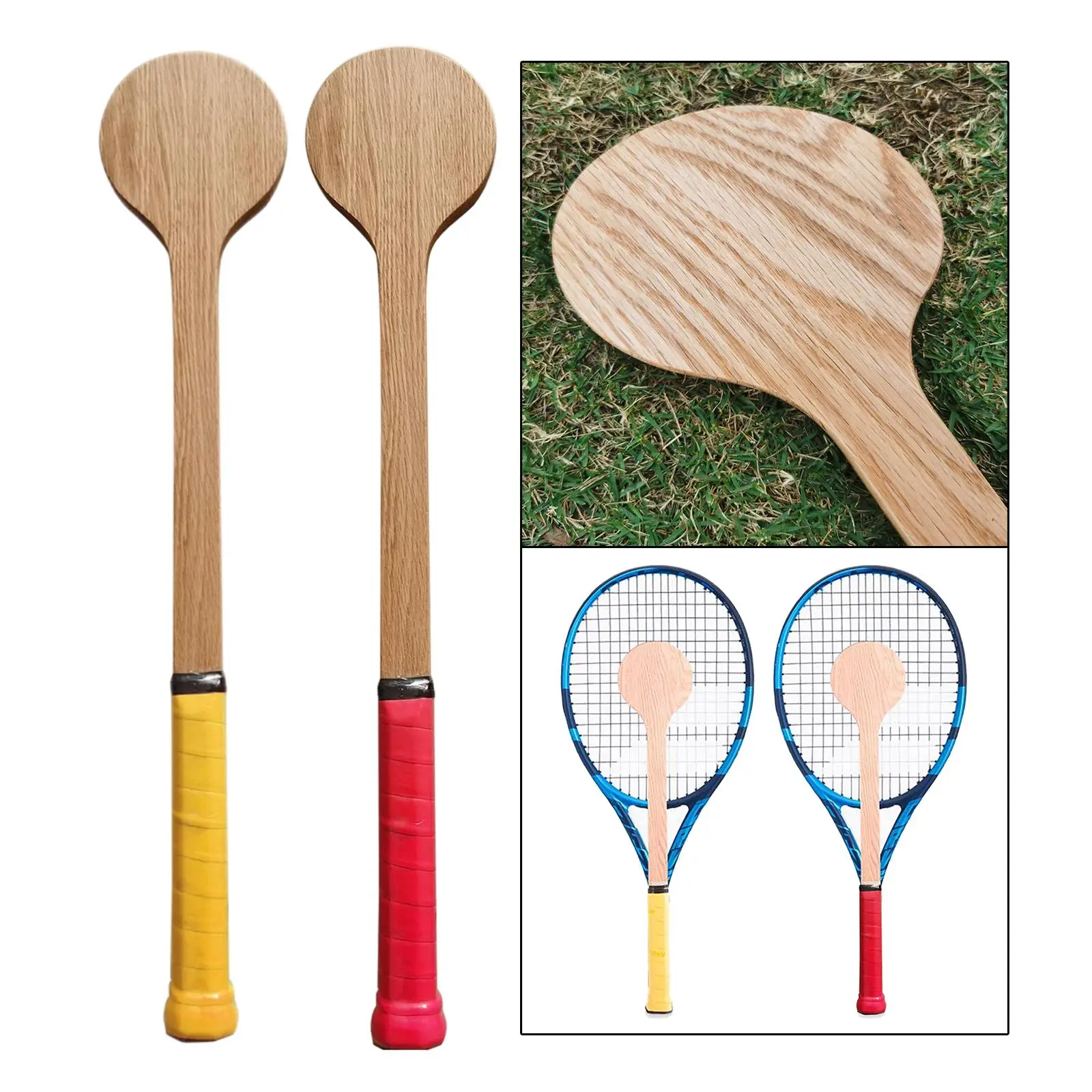 

Wooden Tennis Spoon Sweet Spot Swing Accurately Practice Aid for All Ages Tennis Trainer Portable Tennis Practice Equipment