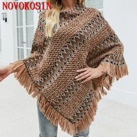 8 high quality autumn v neck triangle loose sweater with tassels knitted grey poncho bat sleeves striped pullovers streetwear