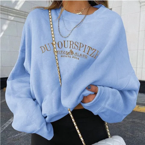 Sweatshirt Women Long Sleeve Sweatshirts Streetwear 2021 New Fashion Autumn Winter Letter Print Pullover Tops