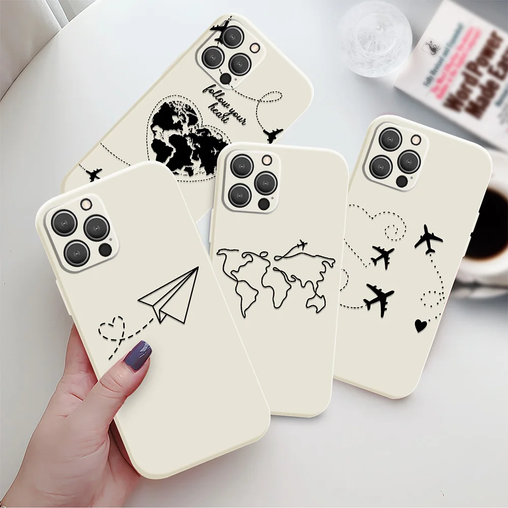 

Line Design Airplane Fundas for Iphone 14Pro 13 12 Mini 11 Pro Max Cover for Iphone XS X XR 7 8 SE 2022 2020 14Plus Phone Case