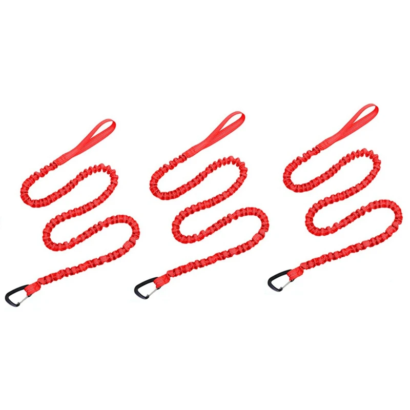 

3 Pcs Red Bicycle Traction Rope Elastic Trailer Rope Parent-Child Pull Rope For Mountain Bike With Alloy Buckle