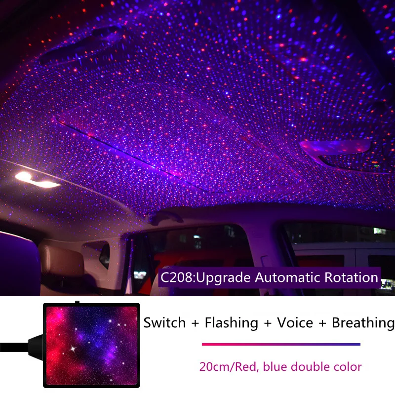 

Voice Control USB Car Projector Led Starry Sky Projector Lamp Car Roof Top Ceiling Star Interior Car Decoration Lights
