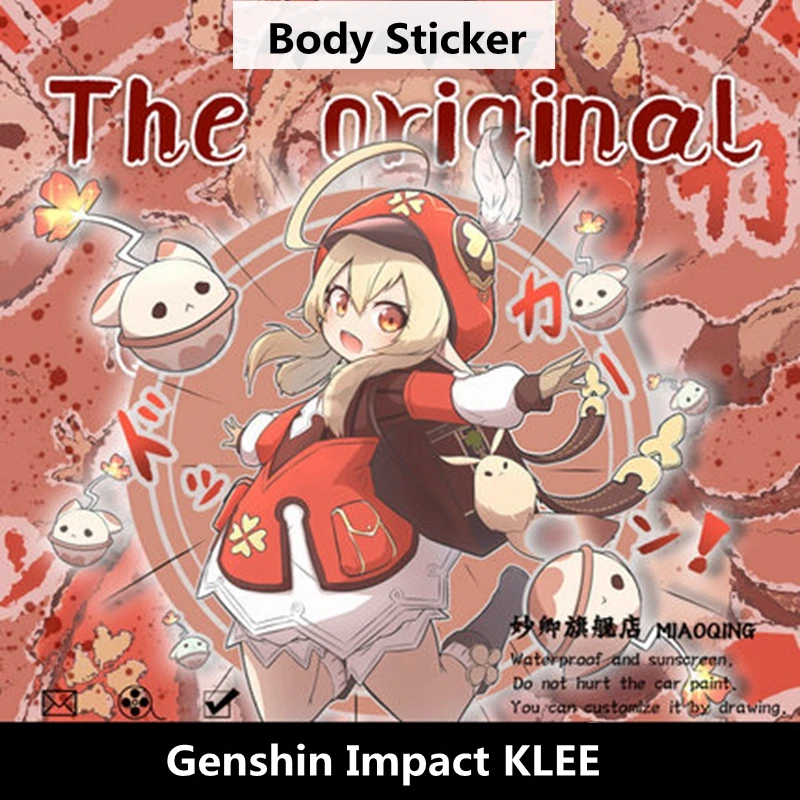 

Anime Sticker 8*5.7cm for Genshin Impact Klee Car Sticker Waterproof Sunscreen Decals Creative Simple Vinyl Car Door Protector