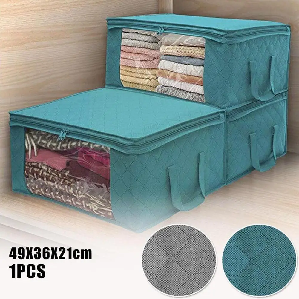 

Folding Storage Box Fashion Clothes Collecting Box Moisture-proof Zipper With Non Quilt Woven Fabric Storage Z4z8