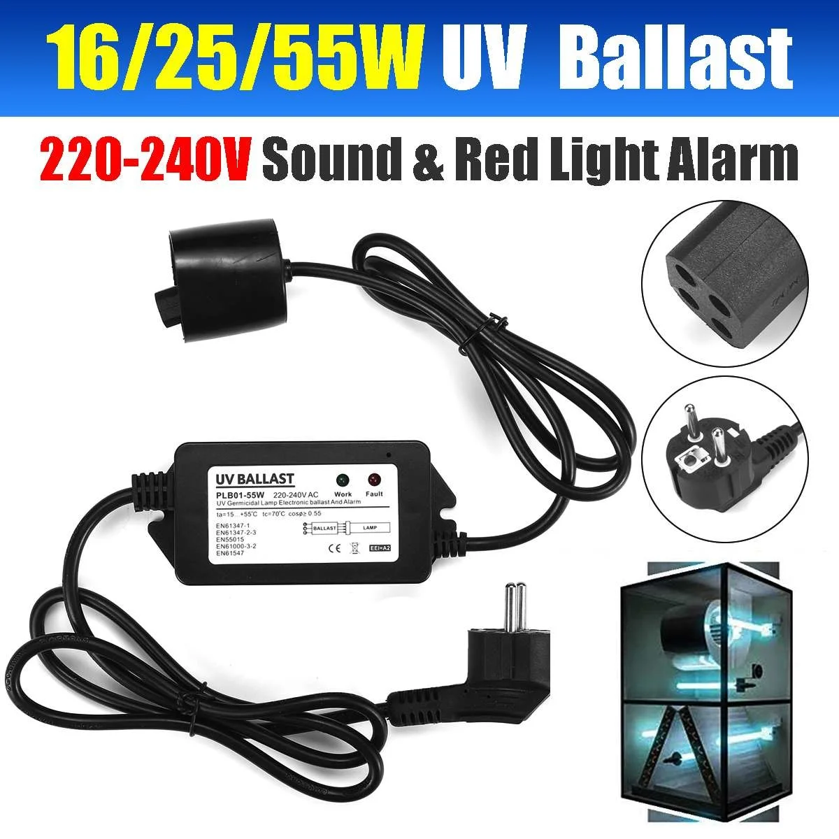 

Water Filter Uv Lamp Ballast Replaced 16/25/55w for Water Uv Disinfection 220v Ballasts Power Adapter with Plug