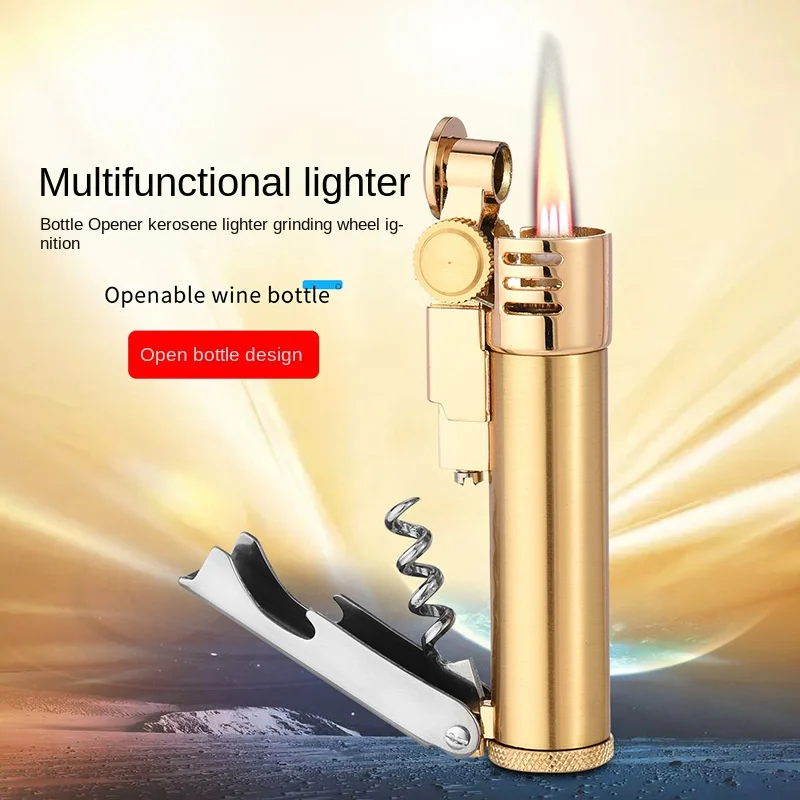 

Multifunctional kerosene lighter grinding wheel lighter with corkscrew opener