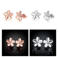 kissitty 1 pair rose gold color elegant tin alloy rhinestone flower stud earrings for women jewelry findings gift