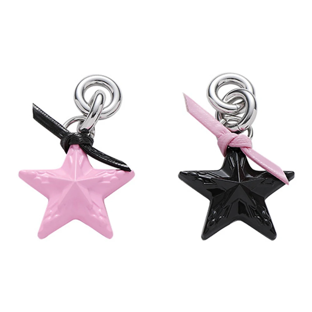 

Eetit 2023 Pink Black Star Leather Drop Earrings Zinc Alloy Texture Metal Daily Stylish Femme Jewelry Bijoux Accessories Gift