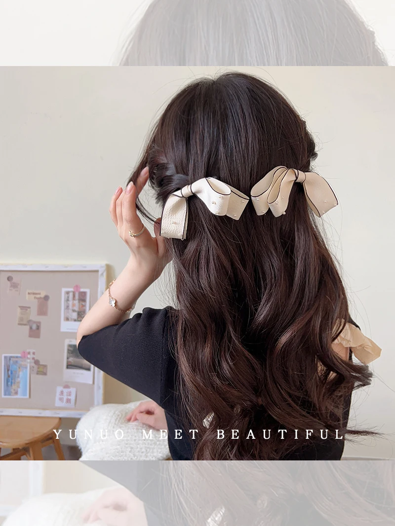 

1Pair Fashion High-quality Wave Point Bow Hairpin For Woman 2022 New Diamond Hairclip Side Clip Headwear Hair Accessories