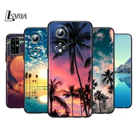 summer beach sunset silicone cover for honor 60 50 se 30 30i 20 20s 20e 9s 9a 9c 30s 7c pro lite black phone case coque
