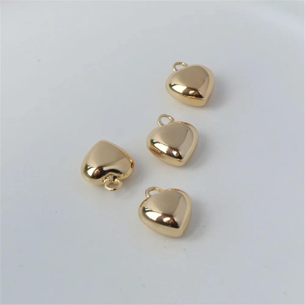 

14k gold-backed color-preserving glossy 12mm love pendant with a thickness of 6mm bright peach diy jewelry pendant
