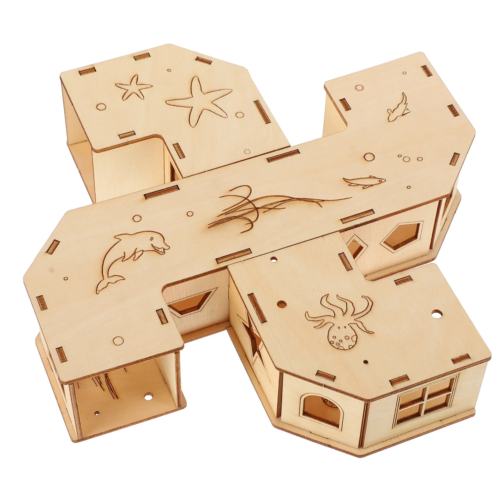 

Hamster Toy Maze Hideout Tunnel Pet Animal Small Labyrinth House Tunnels Wooden Tube Castle Hut Way Chew Animals Toys Birch