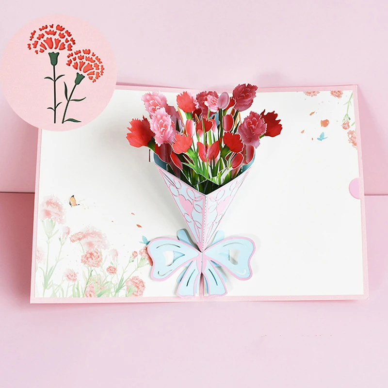 

Pop-up Flora 3D Thank You Card Birthday Mother's Day Wedding Anniversary Stationery Set Stationery Paper and Envelopes