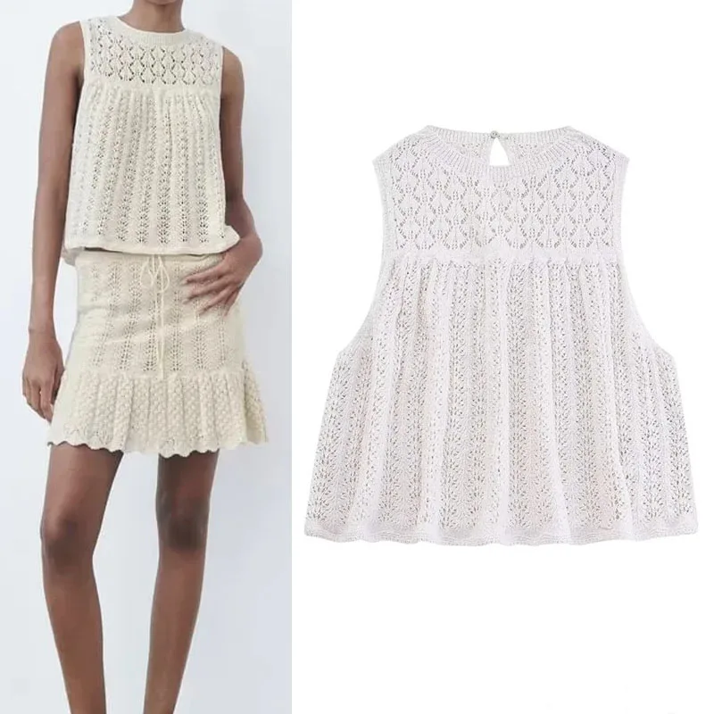 

Женский винтажный топ с круглым вырезом, без рукавов