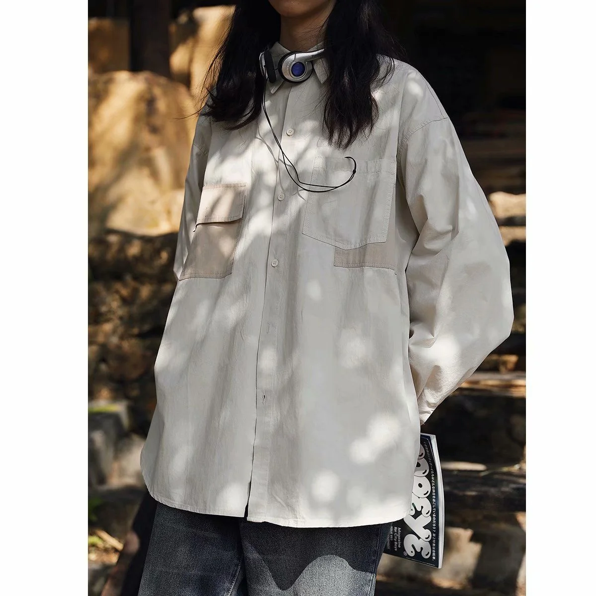 

Японская винтажная однотонная Рабочая Рубашка, маленький дизайн, топ, женская модная брендовая Свободная Повседневная рубашка, пальто для ...