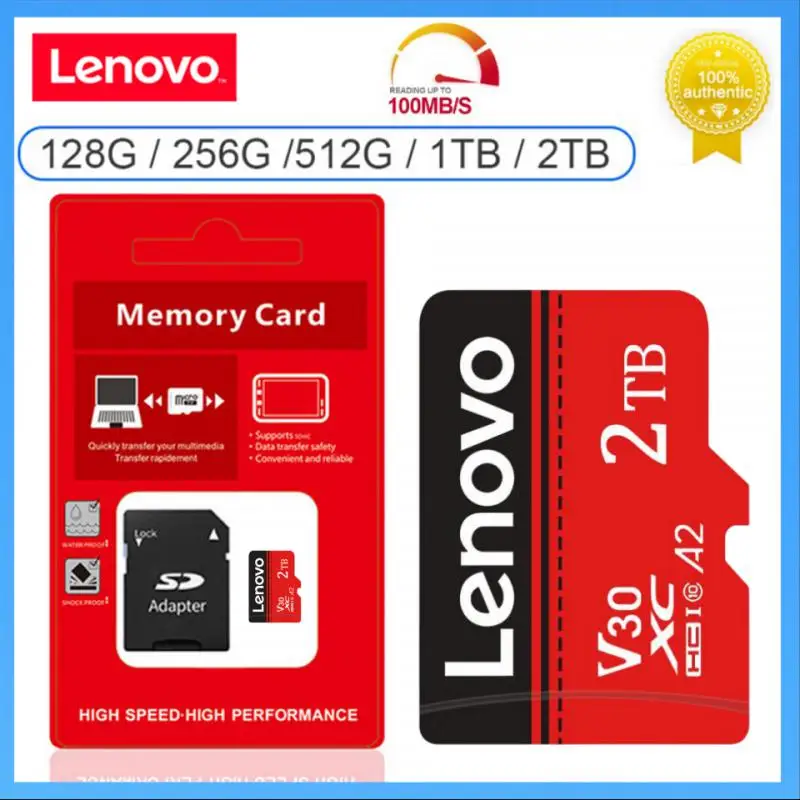 

Оригинальная карта памяти Lenovo 2 ТБ 1 ТБ 512 ГБ 256 ГБ Micro TF SD SDCS2 100 Мб/с Скорость чтения Class10 флэш-карта SD