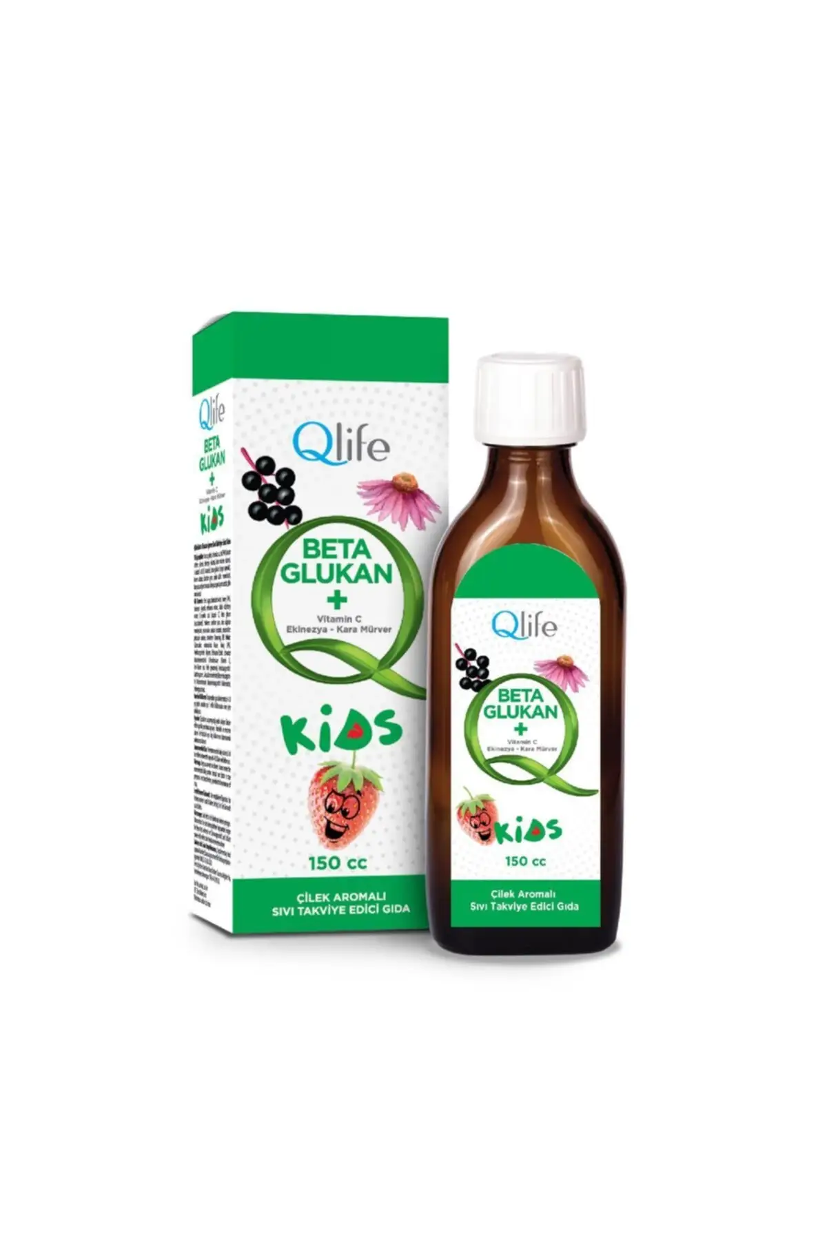 

Qlife Beta Glucan + Vitamin C Echinacea-Black Elderberry 150 ml kids for amplifying bağışıklılık bone booster New