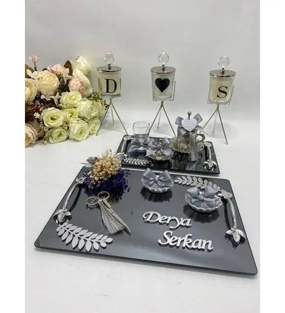 Поднос для кольца обещаний помолвки и подсвечник кофейных свечей жениха набор из