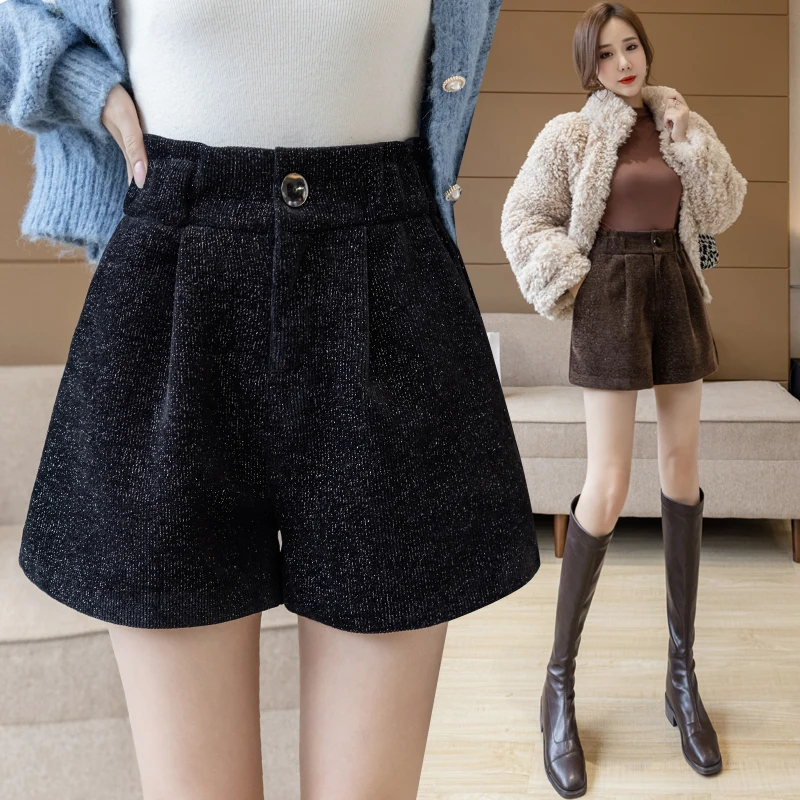 

Ladies Fashion High Wasited Woolen Shorts for Women Casual Sexy Girl Black Kawaii Booty Shorts Female Outerwear Dropshipping 2