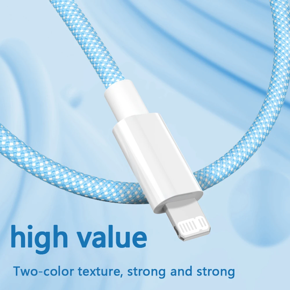 Фото PD 20W USB Cable For iPhone 14 13 12 Pro Max 11 iPad Mini Braid Type C Fast Charging USB C Data Wire Cord 0.3M 1M 1.5M 2M №5