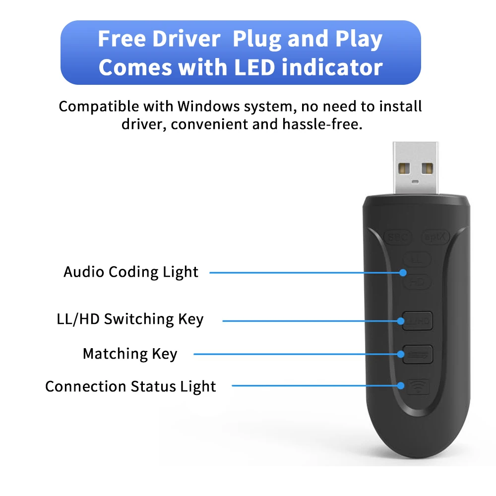 Zexmte Bluetooth 5 3 адаптер для ПК динамик USB аудио передатчик наушников Поддержка APTX |