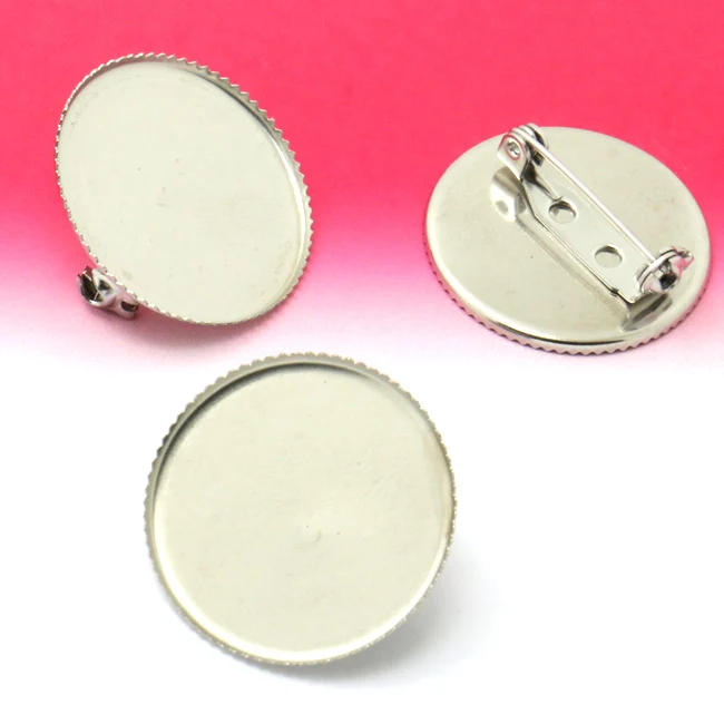 

10pcs 18 20 25mm Stainless Steel Round Brooch Base Cabochon Blanks Trays with Brooch Pins Cameo Cabochon Base Setting Accessorie