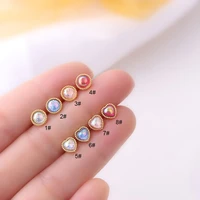 1pcs hot macarone small earrings round heart inlaid zircon earrings earrings 2022 trend tragus pierceing jewelry girls gift