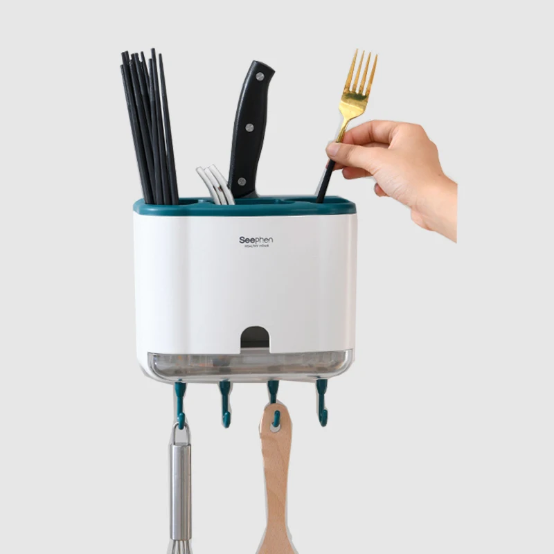 

Кухонная полка для хранения, многофункциональный держатель для ложки, вилки, ножа, палочек для еды, коробка для хранения, кухонные аксессуар...