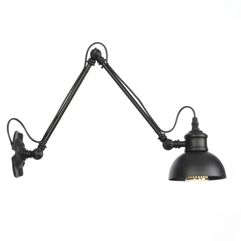 

Простой американский Железный художественный Складной настенный светильник для кафе, кабинета, спальни, домашний прикроватный светильник,...