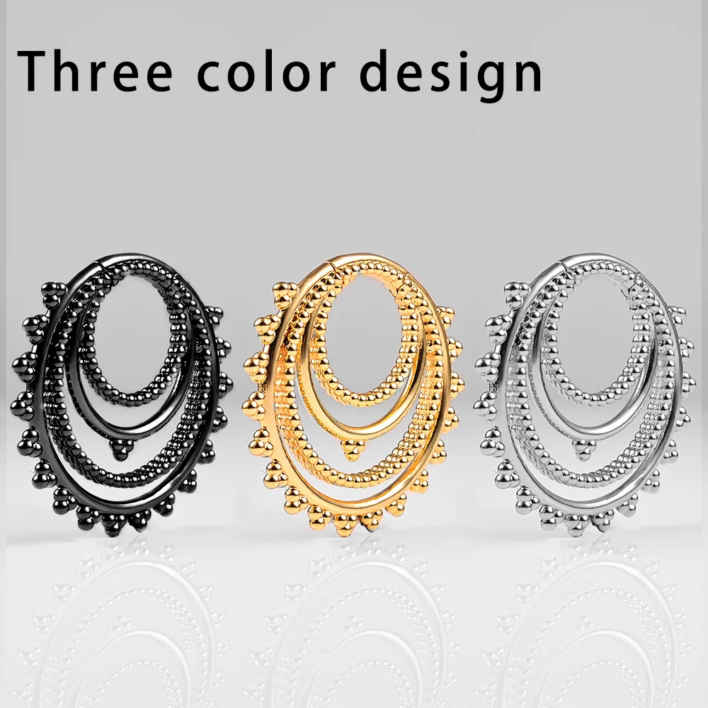 Vankula 2PCS Stainless Steel Fashion Beads Hoop Ear Weights Hangers Ear Gauges Plugs Expander Piercing Body Jewelry Stretcher