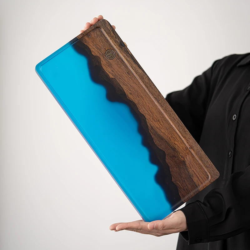 

Desk Wooden Valet Tea Tray Chinese Luxury Vintage Pu Erh Tea Tray Water Absorbed Rectangle Plateau Bois Office Accessory YY50TT