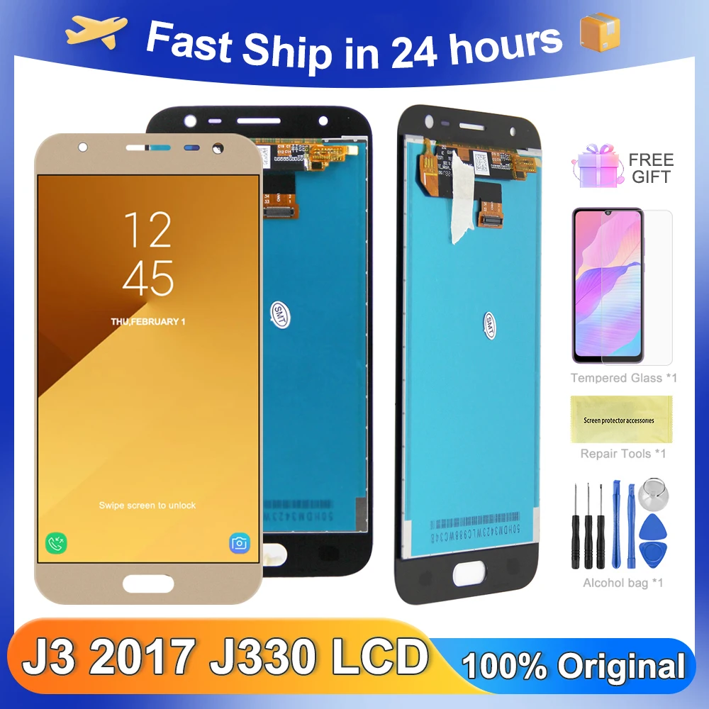 Оригинальный ЖК-дисплей 5,0 дюйма для Samsung Galaxy J3 2017, ЖК-дисплей, сенсорный экран, дигитайзер в сборе, детали для Samsung J330F J330G, экран
