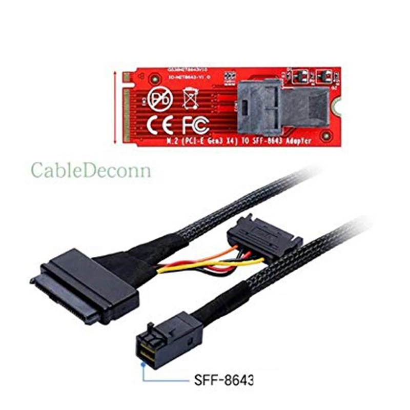 Встроенный кабель 12G Mini SAS HD в U.2 / SFF-8643 для SFF-8639 кабеля 0 5 м с 15-контактным блоком