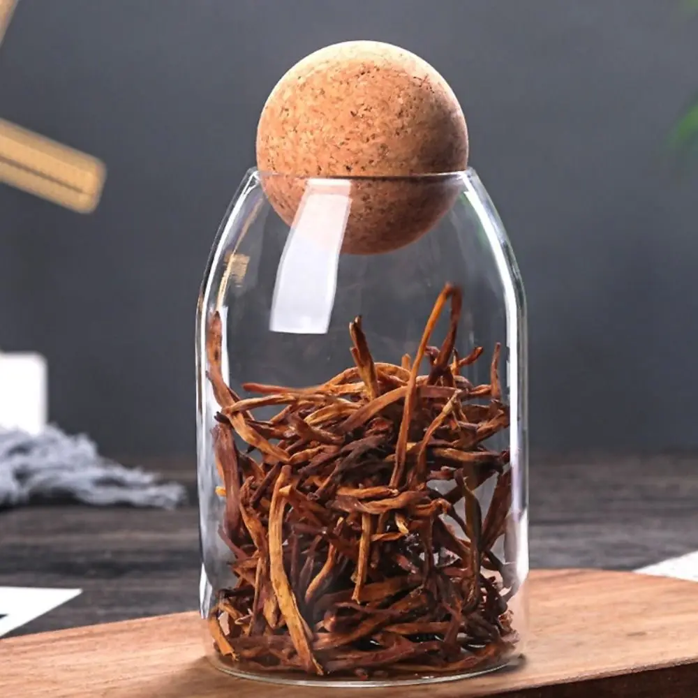 

Glass Storage Bottle Tea Coffee Sugar Food Storage Can Sealing Jar Household Storage Organizer with Cork Ball Lid
