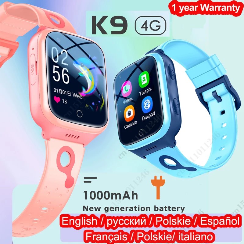 

Детские Смарт-часы с функцией видеозвонка K9, 4G, 1000 мАч, GPS, Wi-Fi