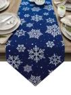 Рождественская текстура в виде снежинки, синяя настольная дорожка, Настольная Декоративная скатерть для дома, Рождественское украшение, подарок на Новый год