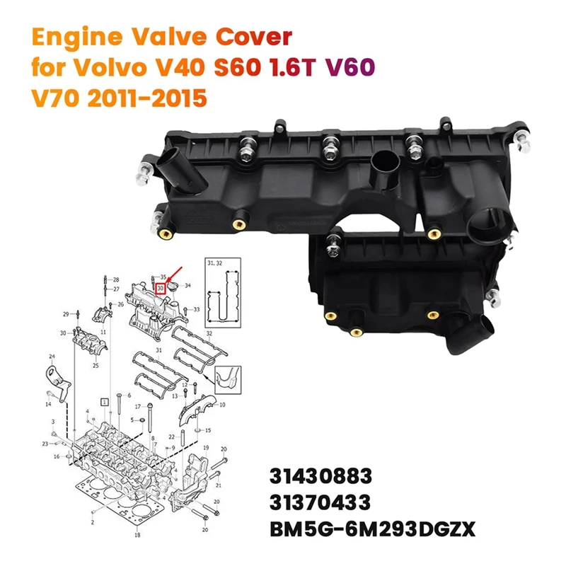 Крышка клапана двигателя 31430883 31370433 для Volvo V40 S60 1 6 T V70 2011-2015 BM5G-6M293DGZX