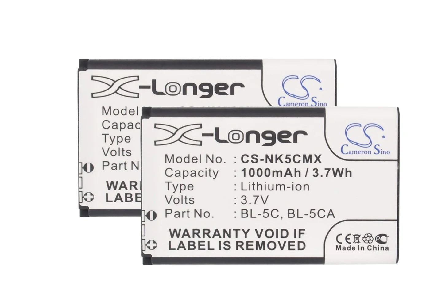 

2 упаковки, 230 мА аккумулятор для Nokia Asha DualSim, C1, C1-00, C1-01, C1-02, C2, C2-01, C2-02, C2-03, BL-5C