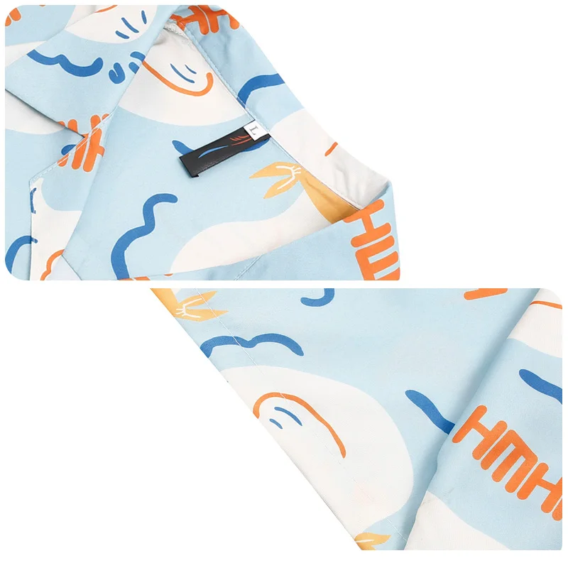 Summer Short Sleeve Shirts Men Baggy Korean Fashion Duck Letter Printed T-Shirt Streetwear Casual Cardigan Blouses Male Clothes